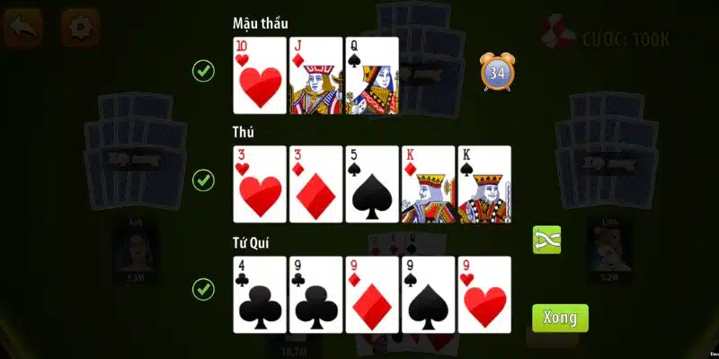 Tổ hợp bài đặc trưng khi đánh Mậu Binh